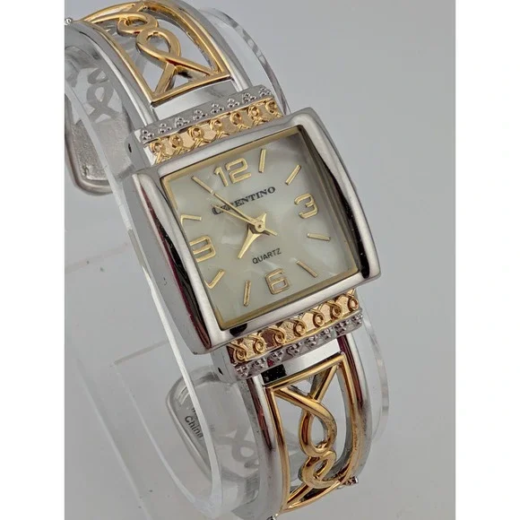Accutime Cerentino Watch Women 25mm Silver/Gold Bangle Band- New Battery - Picture 1 of 7